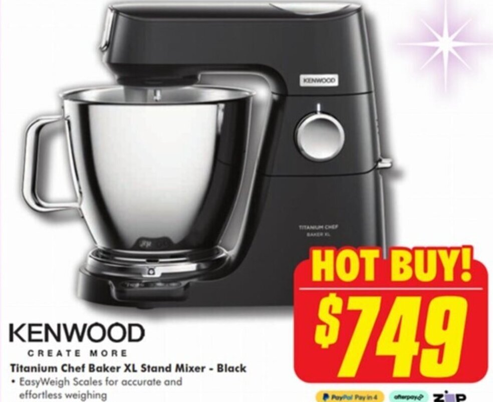 Kenwood Titanium Chef Baker XL Stand MixerBlack offer at The Good Guys