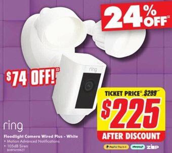 The Good Guys Floodlight Camera Wired Plus - White offer