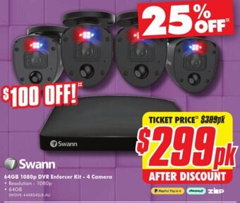 The Good Guys Swann 64GB 1080p DVR Enforcer Kit -4 Camera offer