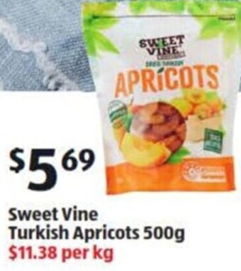 ALDI Sweet Vine Turkish Apricots 500g offer