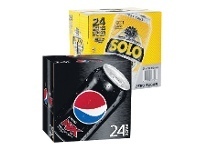 Woolworths Pepsi, Solo, Mountain Dew or Schweppes Lemonade Soft Drink Can Varieties 24 x 375ml offer