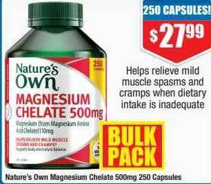 Chemist Warehouse Nature's own magnesium chelate 500mg 250 capsules offer