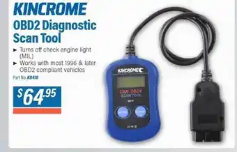 Burson Auto Parts Kincrome obd2 diagnostic scan tool offer