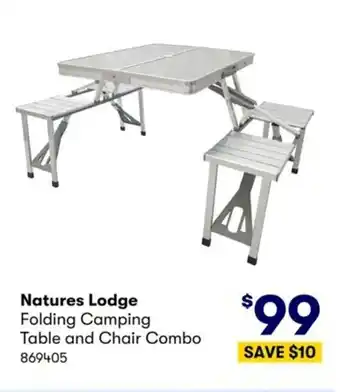 Natures Lodge Folding Camping Table and Chair Combo