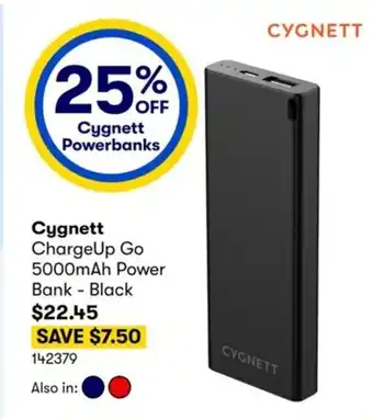 Cygnett ChargeUp Go 5000 mah Power Bank-Black