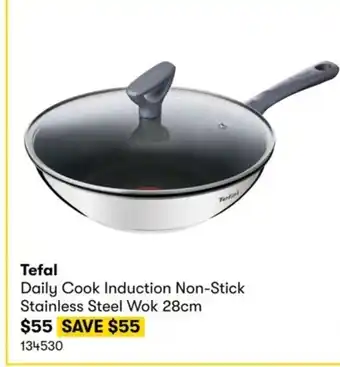 Costco Tefal Daily Cook Induction Non-Stick Stainless Steel Wok 28cm. offer