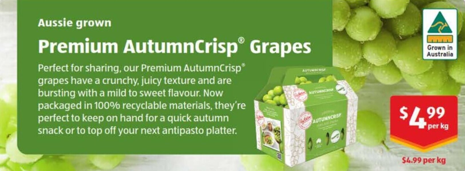 Premium autumncrisp grapes offer at ALDI