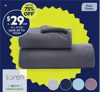 Harris Scarfe Soren polar fleece sheet set offer