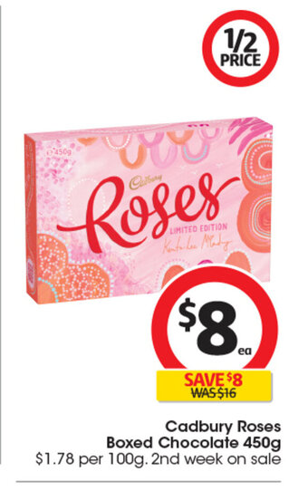 Coles Cadbury Roses Boxed Chocolate 450g offer