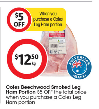 Coles Coles Beechwood Smoked Leg Ham Portion offer