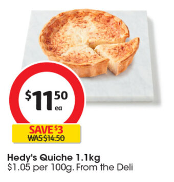 Coles Hedy's Quiche 1.1kg offer