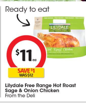 Coles Lilydale Free Range Hot Roast Sage & Onion Chicken offer