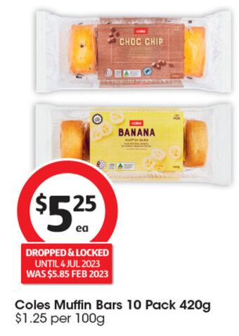 Coles Coles Muffin Bars 10 Pack 420g offer