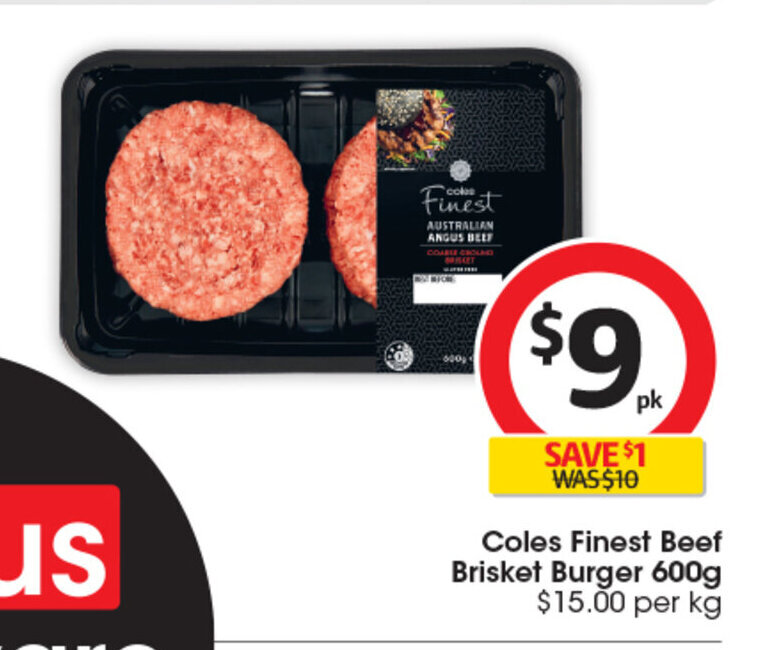 Coles Finest Beef Brisket Burger 600g offer at Coles