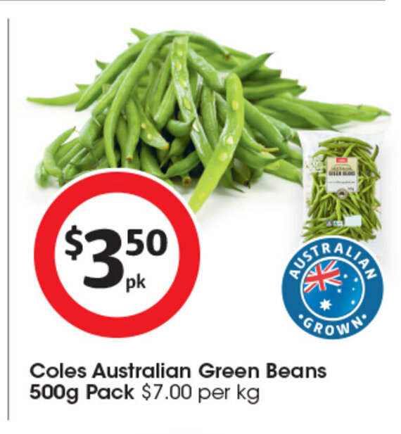 Coles Australian Green Beans 500g Pack offer at Coles