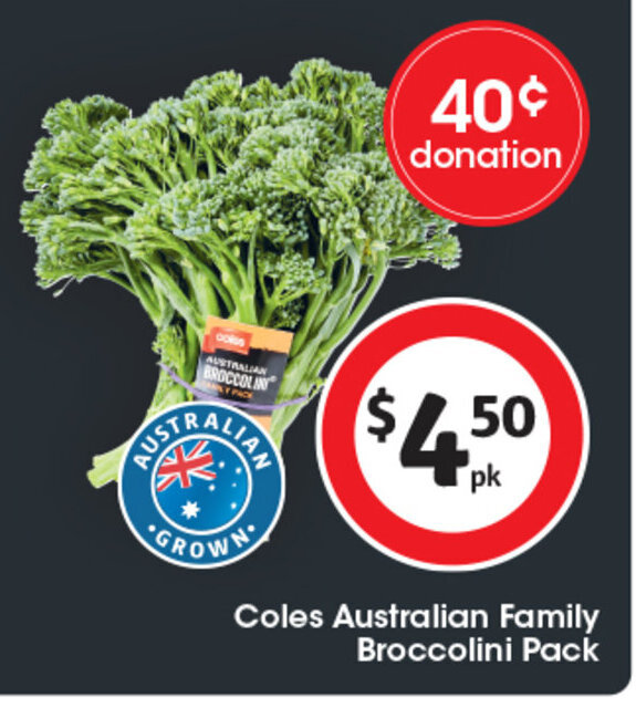 Coles Australian Family Broccolini Pack offer at Coles