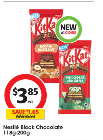 Coles Nestlé Block Chocolate 118g-200g offer