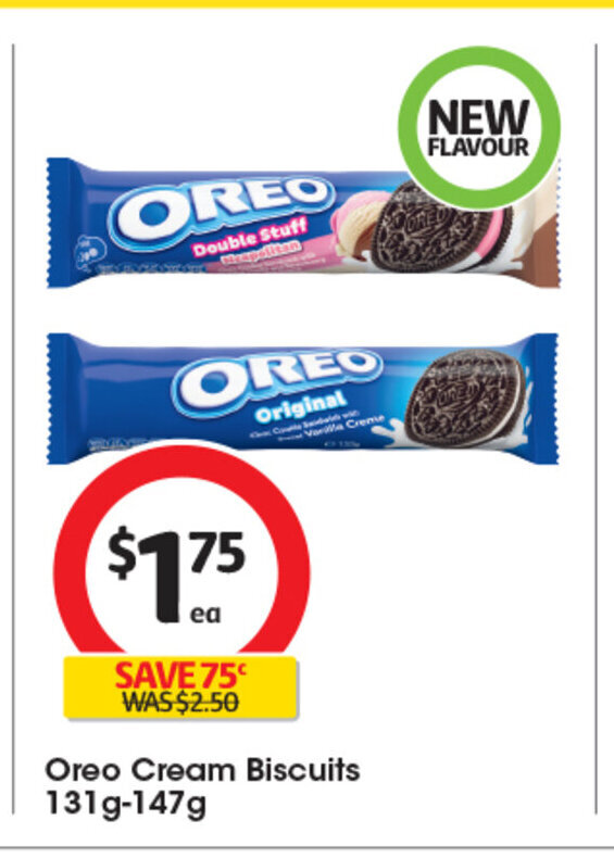 Oreo Cream Biscuits 131g147g offer at Coles