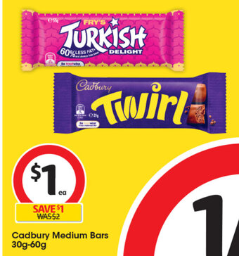 Coles Cadbury Medium Bars 30g-60g offer