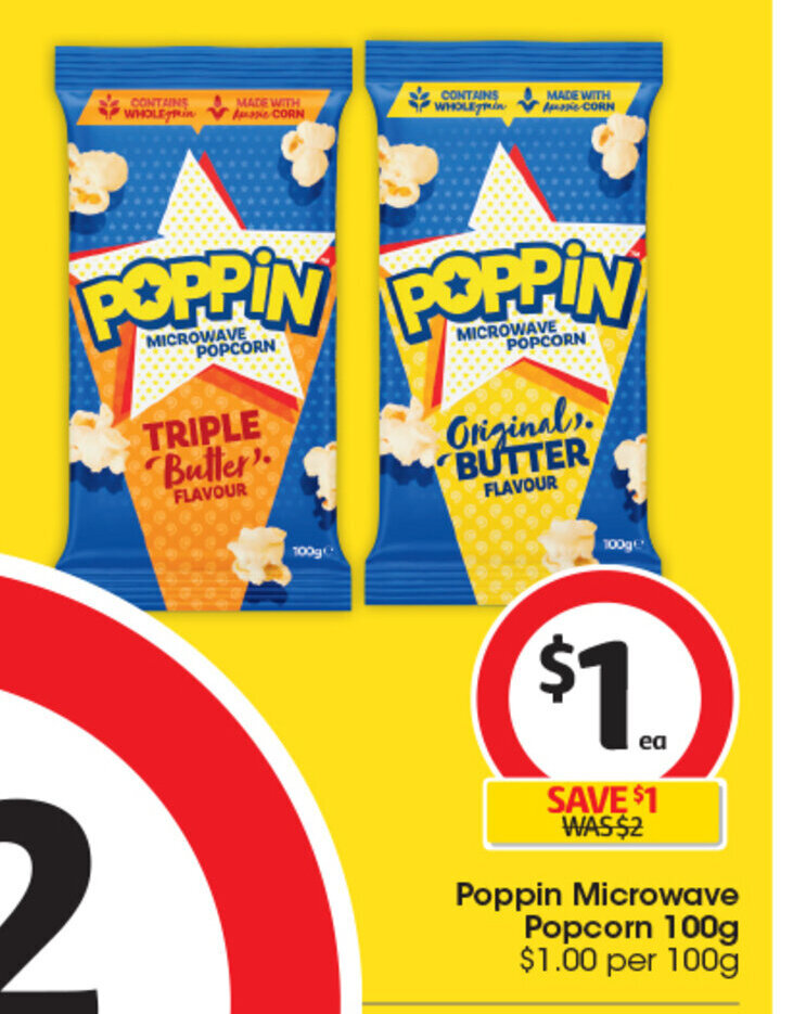 Poppin Microwave Popcorn 100g offer at Coles