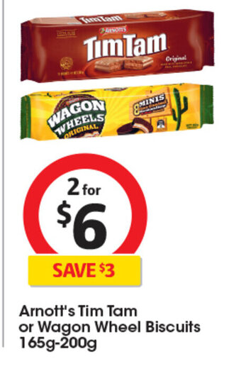 Coles Arnott's Tim Tam or Wagon Wheel Biscuits 165g-200g offer