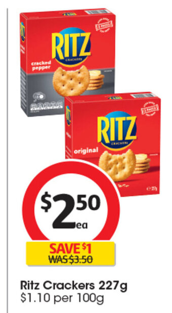 Coles Ritz Crackers 227g offer