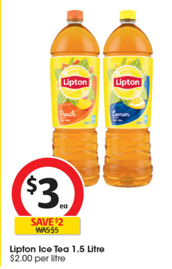 Coles Lipton Ice Tea 1.5 Litre offer