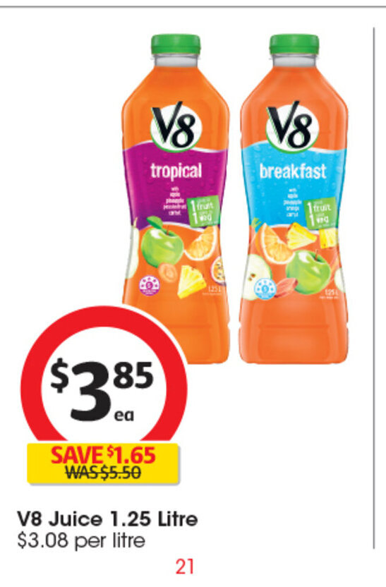 V8 Juice 1.25 Litre offer at Coles