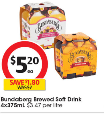 Coles Bundaberg Brewed Soft Drink 4x375ml offer