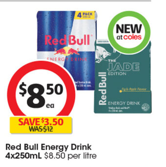 Coles Red Bull Energy Drink 4x250ml offer
