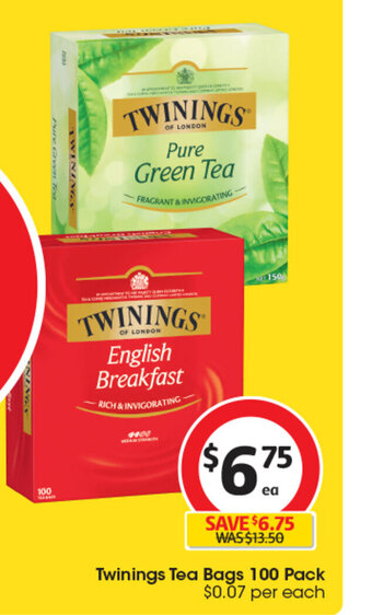 Coles Twinings Tea Bags 100 Pack offer