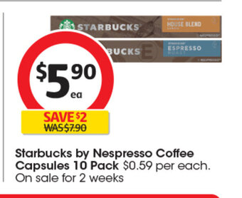 Coles Starbucks By Nespresso Coffee Capsules 10 Pack offer
