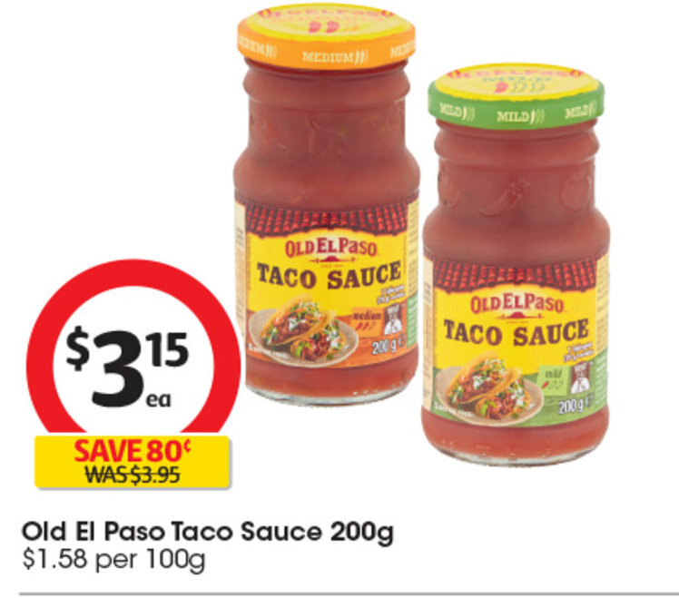 Old El Paso Taco Sauce 200g offer at Coles