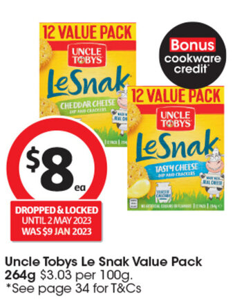 Coles Uncle Tobys Le Snak Value Pack 264g offer