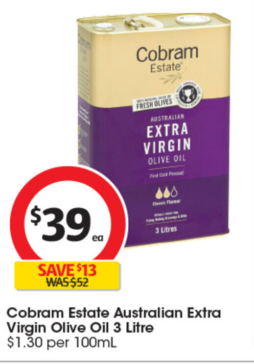 Cobram Estate Australian Extra Virgin Olive Oil 3 Litre offer at Coles