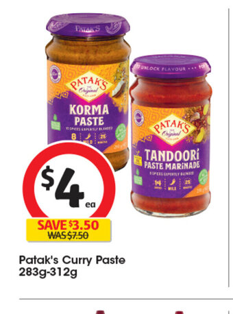 Coles Patak's Curry Paste 283g-312g offer