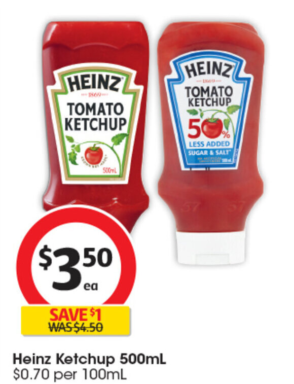 Heinz Ketchup 500ml offer at Coles