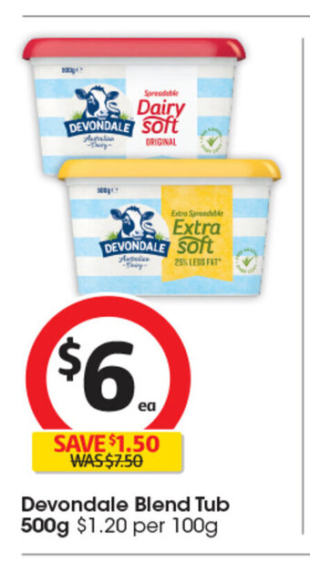 Coles Devondale Blend Tub 500g offer