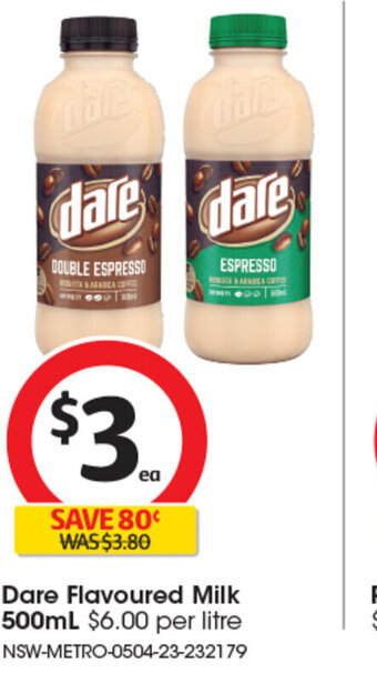 Coles Dare Flavoured Milk 500ml offer