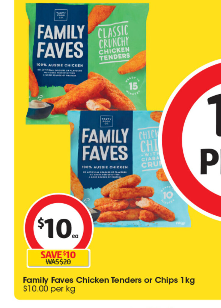 Family Faves Chicken Tenders Or Chips 1kg offer at Coles