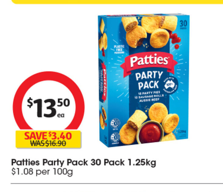Patties Party Pack 30 Pack 1.25kg offer at Coles