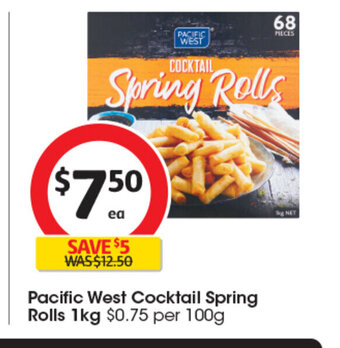 Coles Pacific West Cocktail Spring Rolls 1kg offer