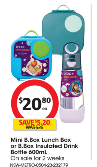 Coles Mini B.Box Lunch Box or B.Box Insulated Drink Bottle 600ml offer