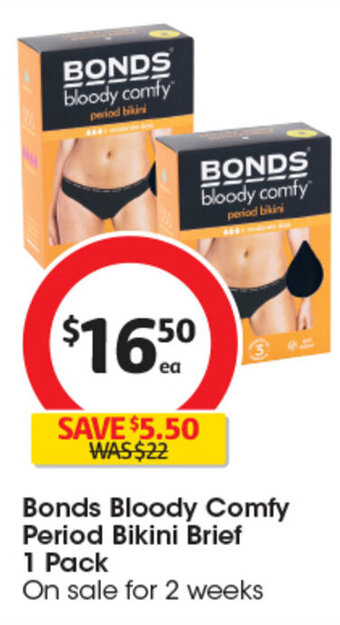 Coles Bonds Bloody Comfy Period Bikini Brief 1 Pack offer