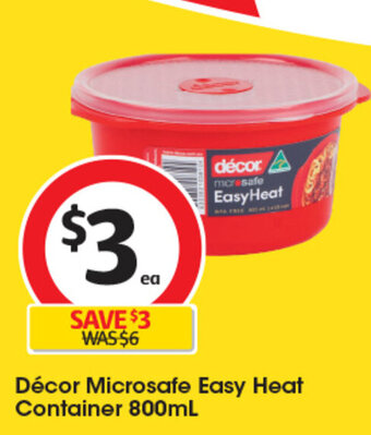 Coles Décor Microsafe Easy Heat Container 800ml offer