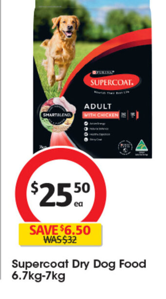 Coles Supercoat Dry Dog Food 6.7kg-7kg offer