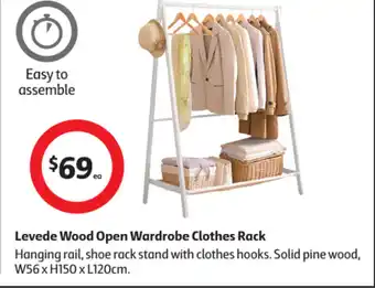 Coles Levede Wood Open Wardrobe Clothes Rack offer