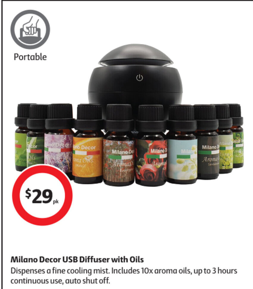 Milano Decor USB Diffuser with Oils offer at Coles