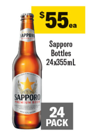 Coles Sapporo Bottles 24x355mL offer