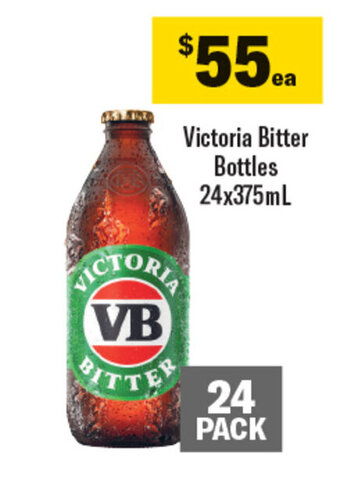 Coles Victoria Bitter Bottles 24x375mL offer